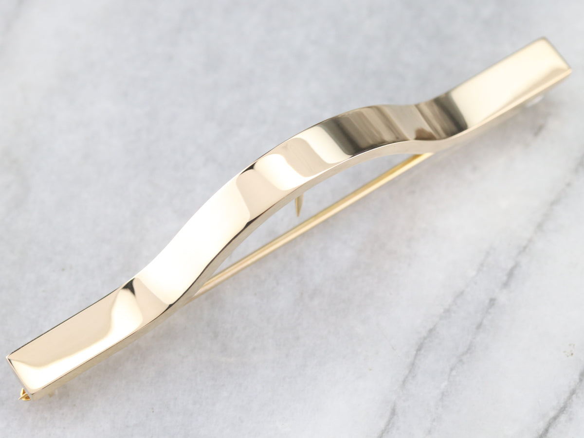 Sleek Yellow Gold Scarf Pin