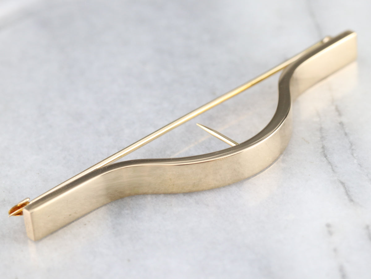Sleek Yellow Gold Scarf Pin