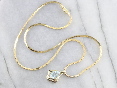 Yellow Gold Aquamarine Arrow Necklace
