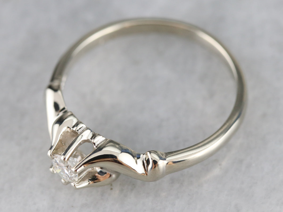 Scrolling Diamond Solitaire Engagement Ring