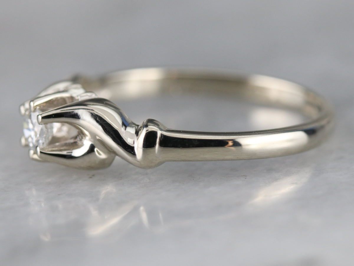 Scrolling Diamond Solitaire Engagement Ring