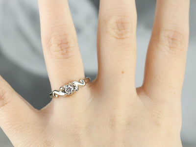 Scrolling Diamond Solitaire Engagement Ring