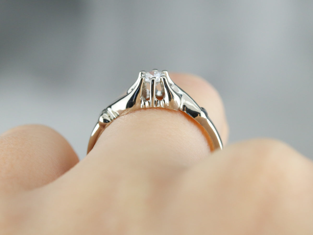 Scrolling Diamond Solitaire Engagement Ring