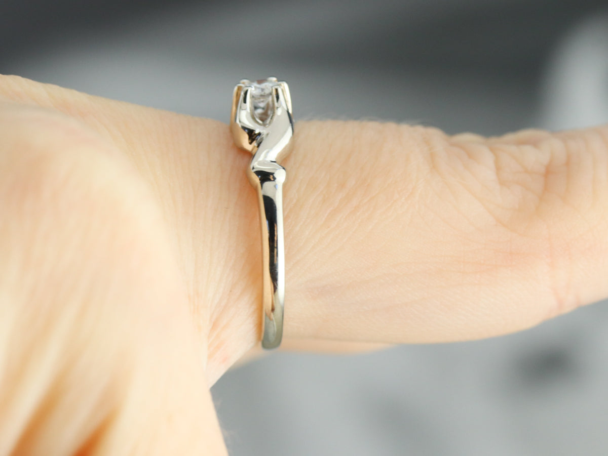 Scrolling Diamond Solitaire Engagement Ring