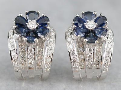 Floral Sapphire and Diamond Earrings