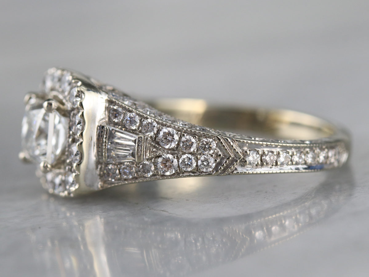 Anillo de compromiso moderno con diamantes de talla princesa de Neil Lane
