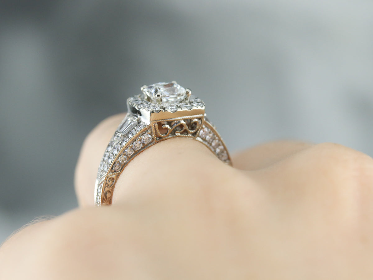 Anillo de compromiso moderno con diamantes de talla princesa de Neil Lane