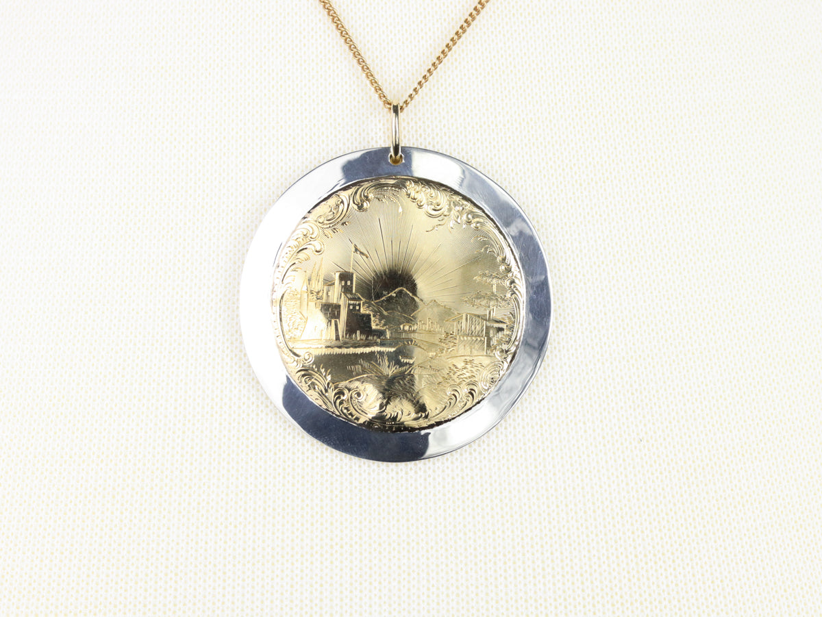 Etched Mixed Metal Landscape Pendant