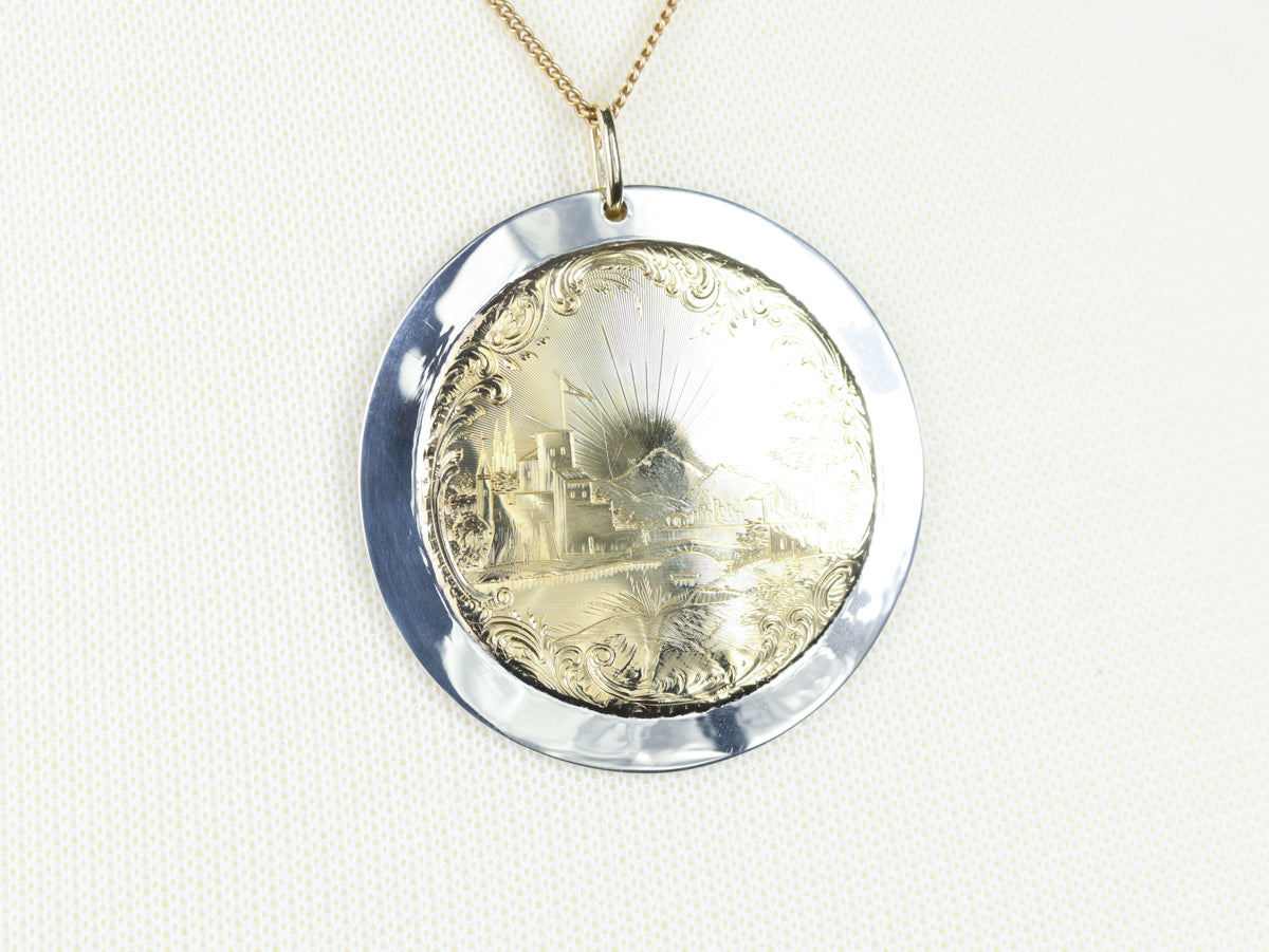 Etched Mixed Metal Landscape Pendant