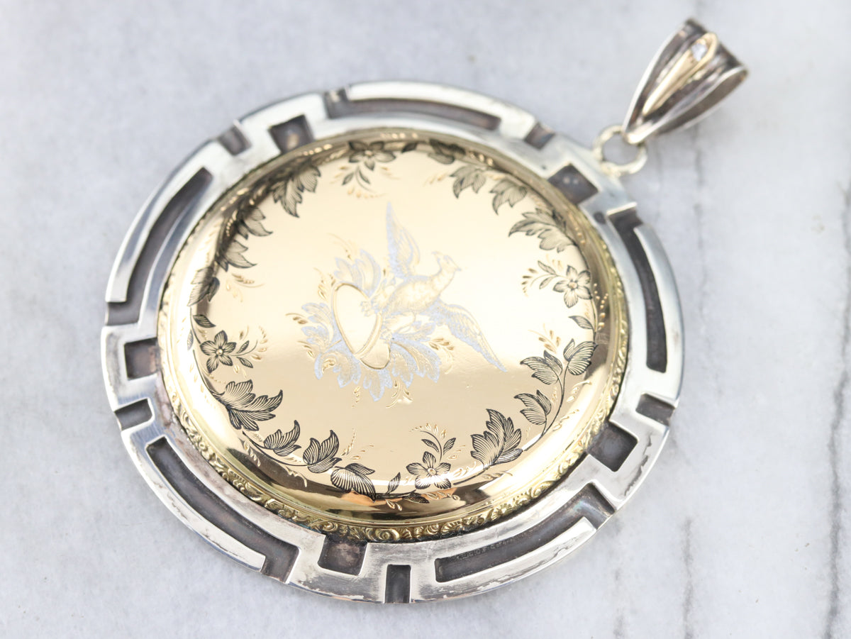 Colgante de águila de diamantes en oro y plata