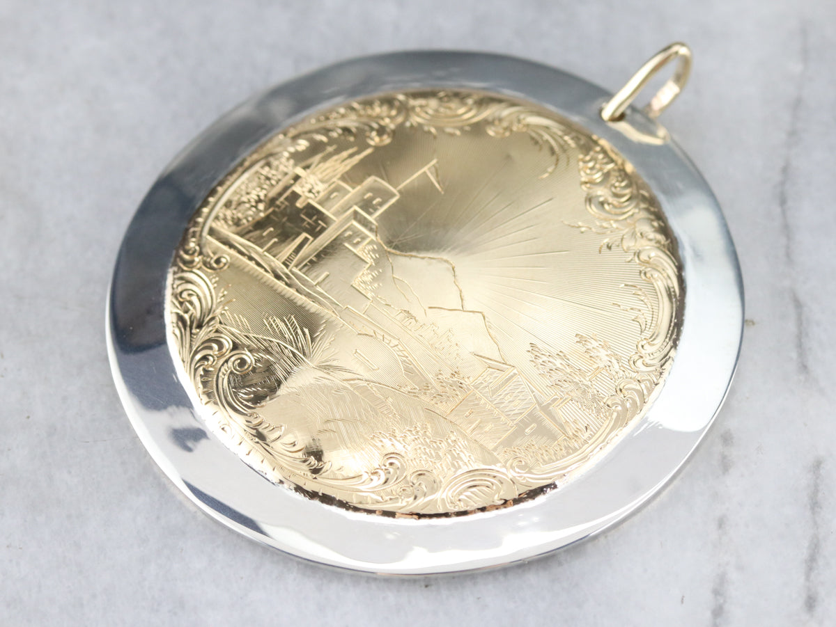 Etched Mixed Metal Landscape Pendant