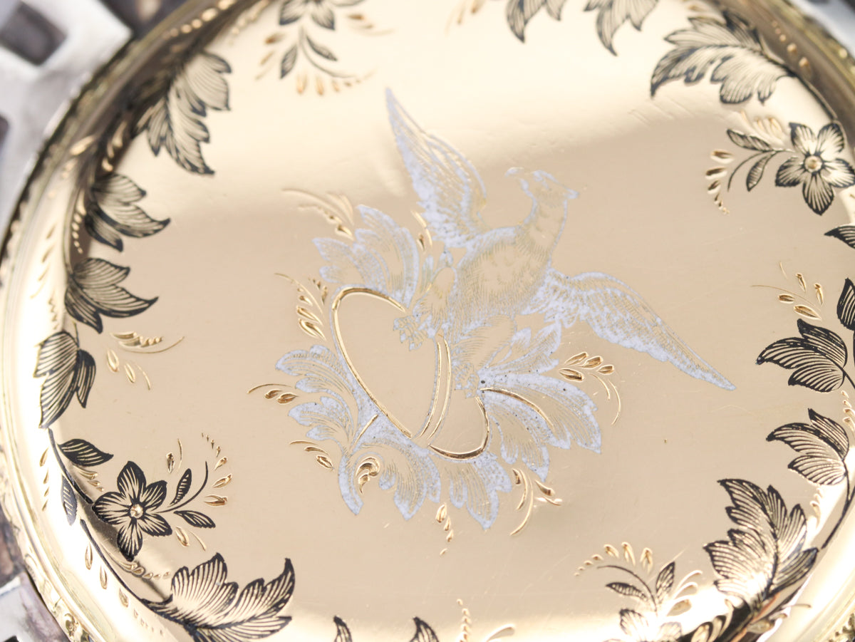 Colgante de águila de diamantes en oro y plata