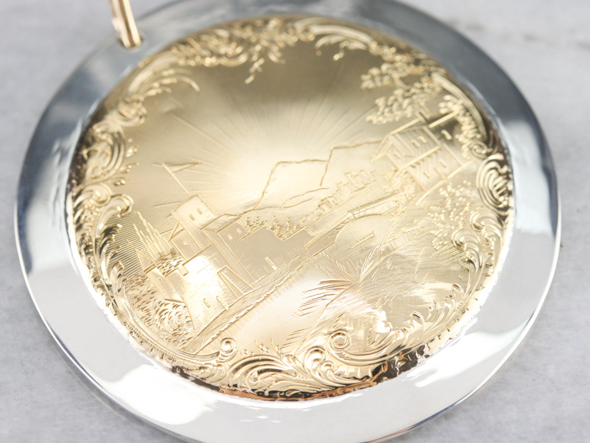 Etched Mixed Metal Landscape Pendant