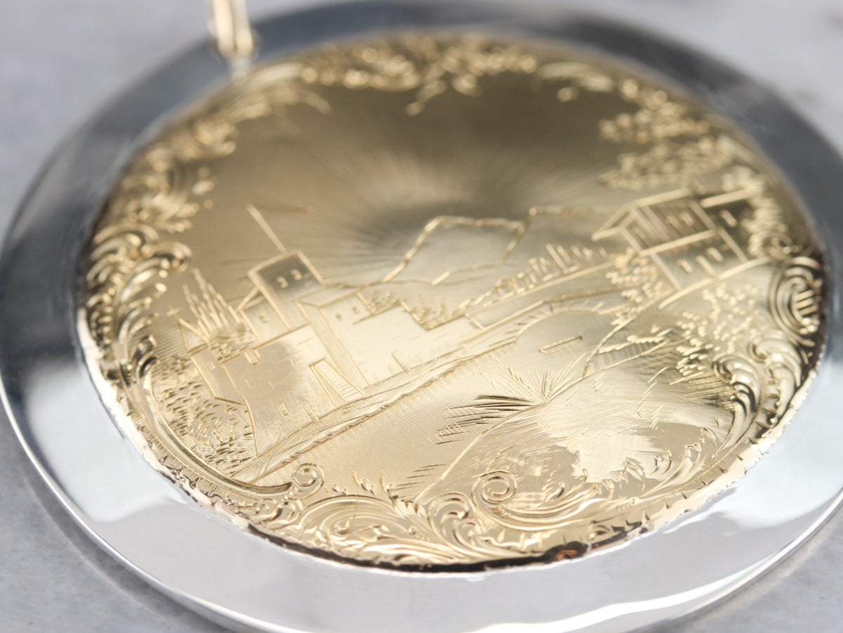 Etched Mixed Metal Landscape Pendant