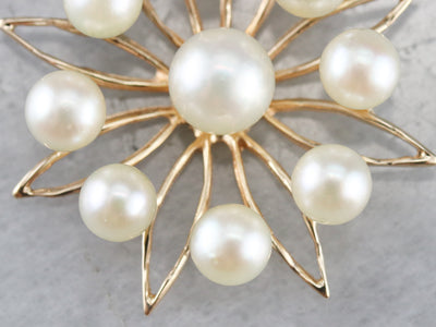 Gold Filigree Pearl Flower Pendant