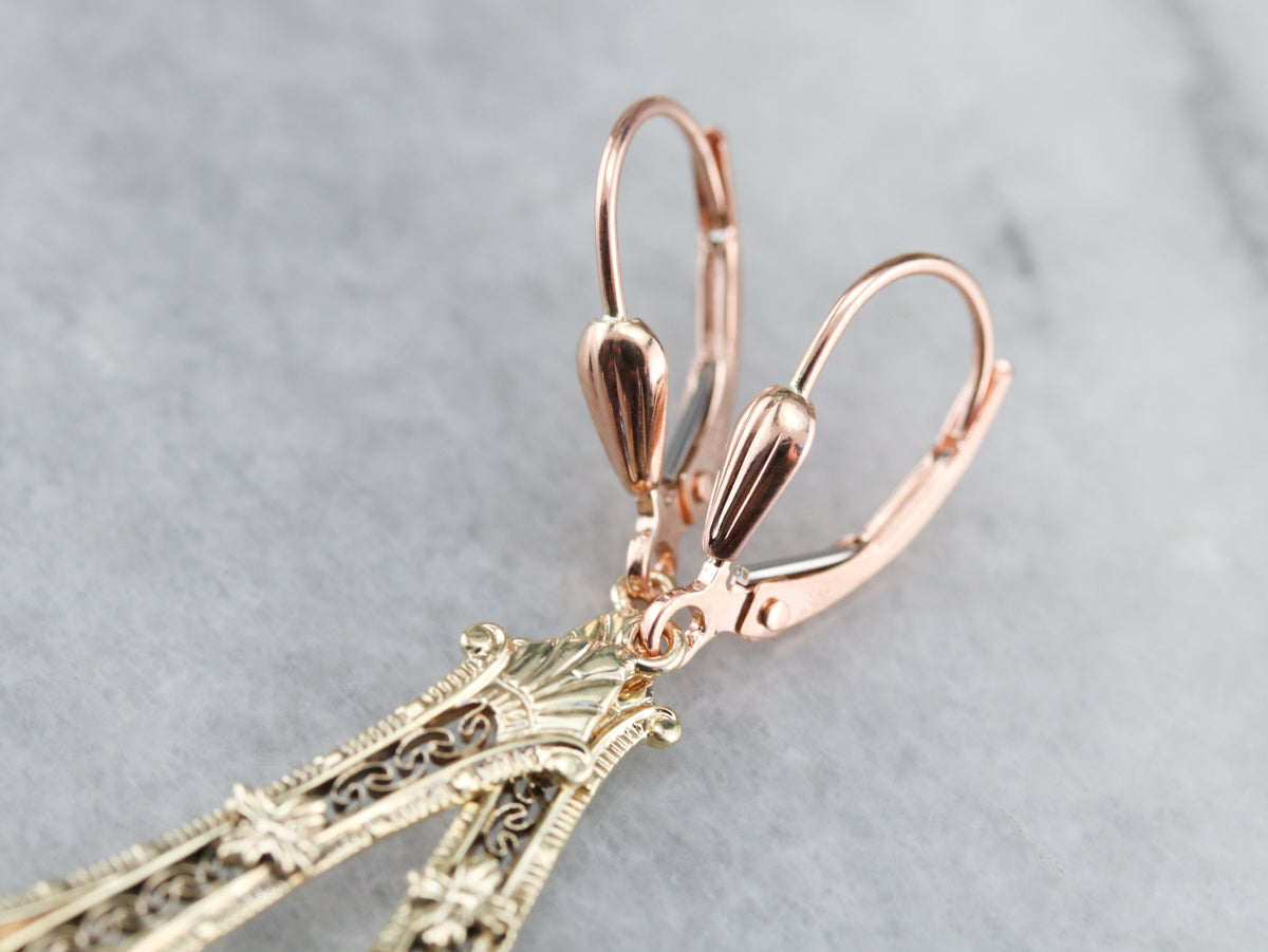 Floral Filigree Amethyst Drop Earrings