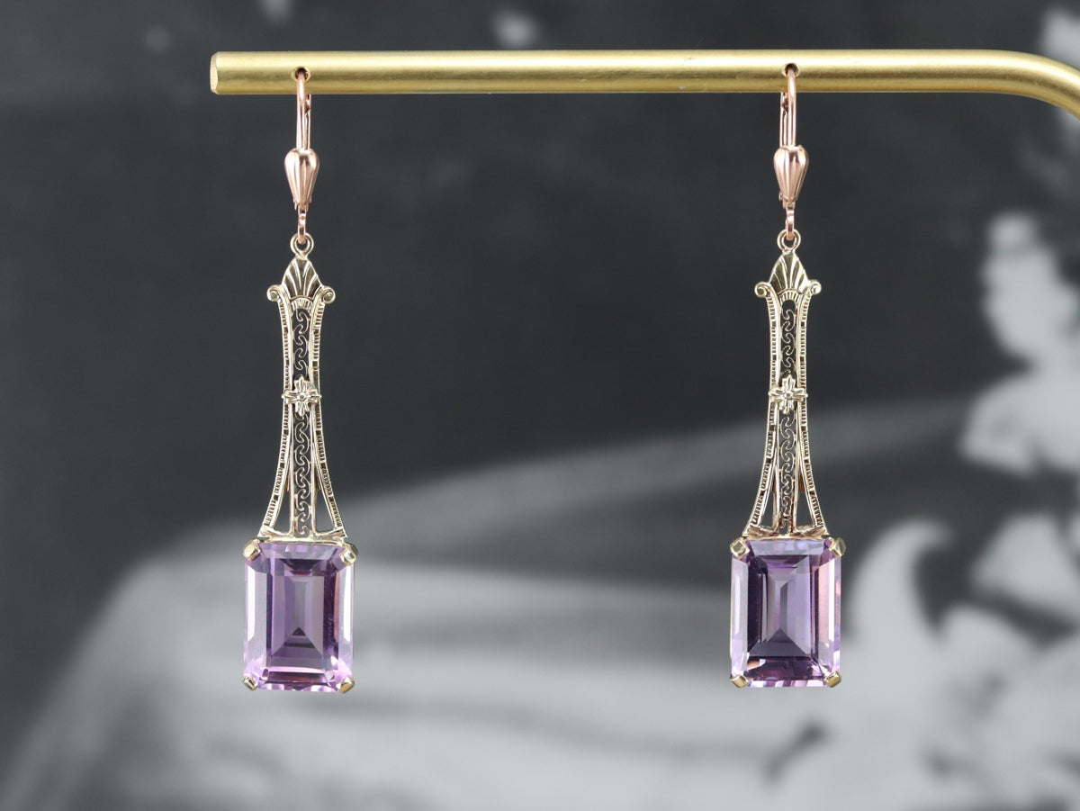 Floral Filigree Amethyst Drop Earrings