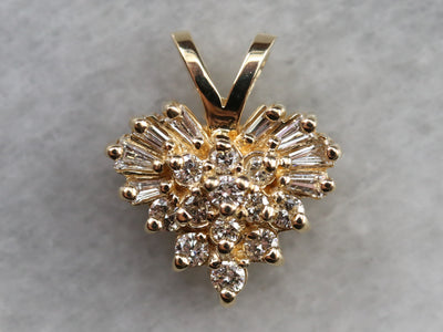 Gold Diamond Heart Cluster Pendant