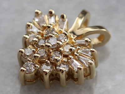 Gold Diamond Heart Cluster Pendant