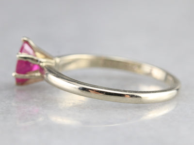 White Gold Ruby Solitaire Ring