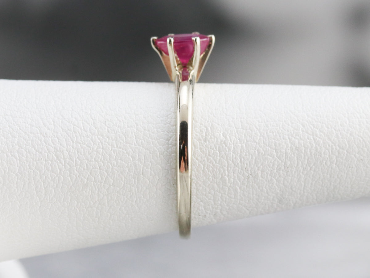 Anillo Solitario Rubí Oro Blanco