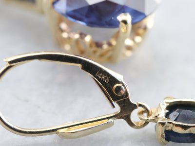 Synthetic Alexandrite Diamond and Sapphire Earrings