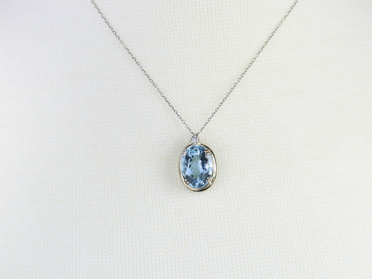 Aquamarine and Diamond Pendant