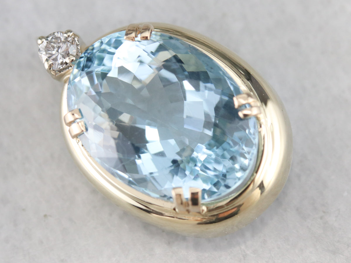 Aquamarine and Diamond Pendant