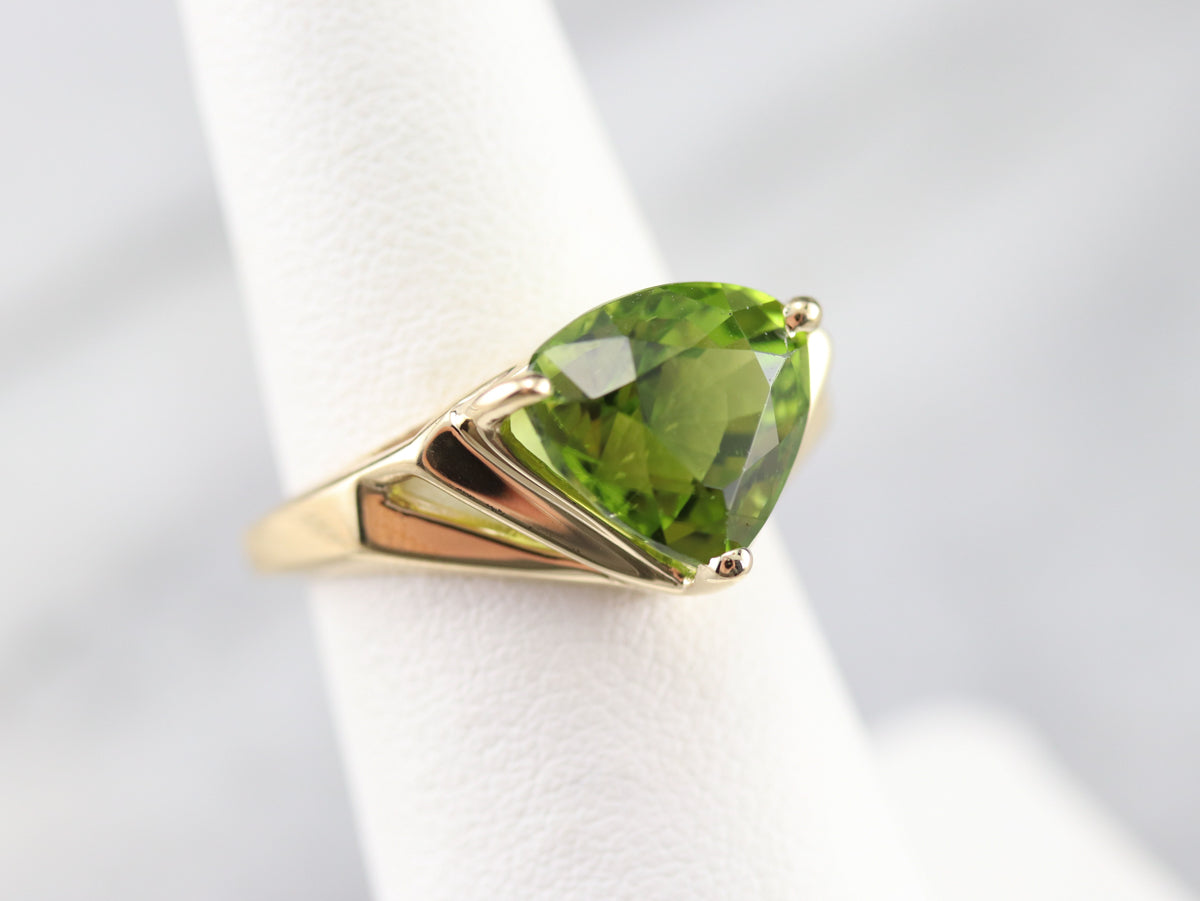 Gold Trillion Cut Peridot Ring