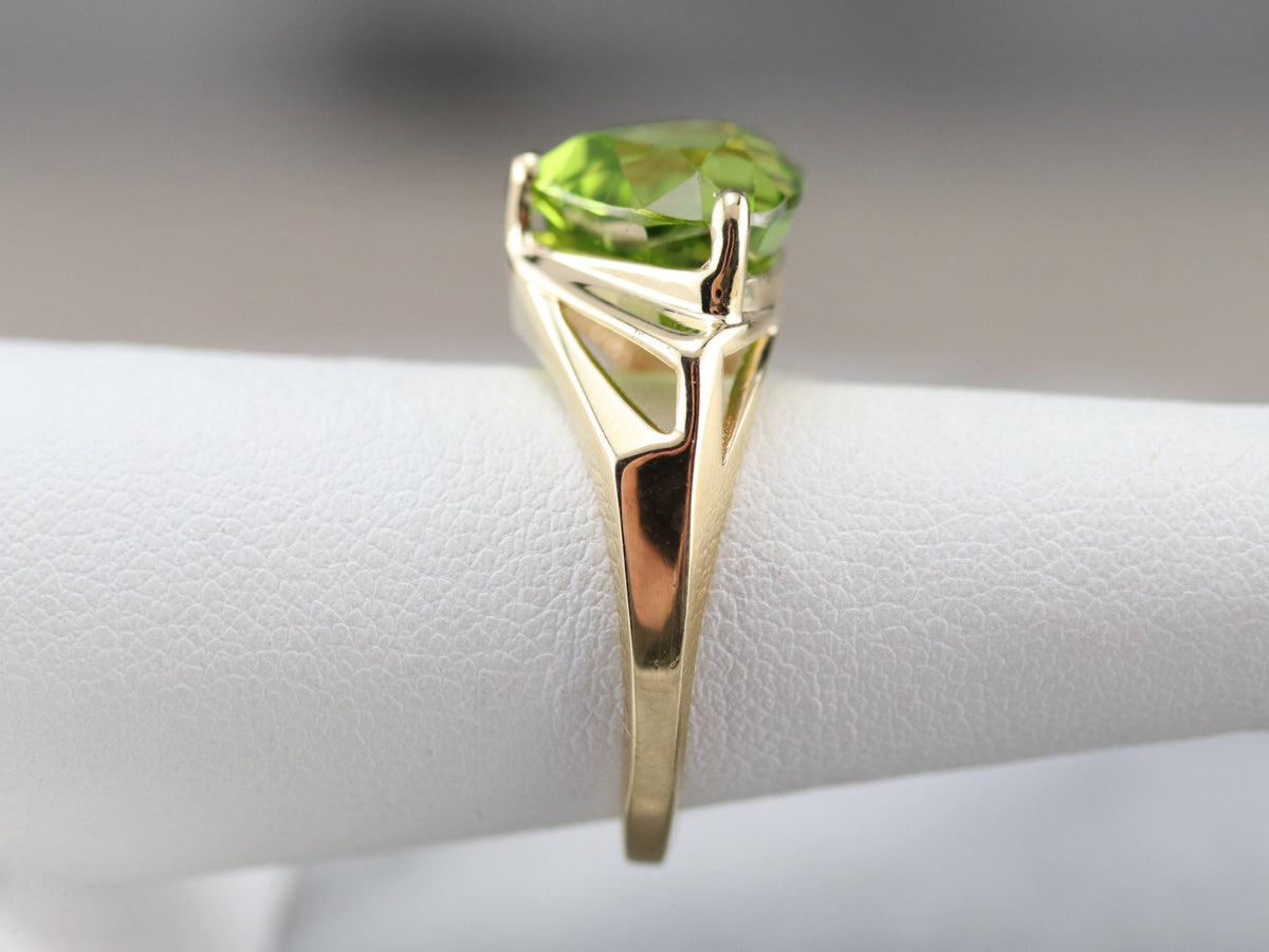 Gold Trillion Cut Peridot Ring