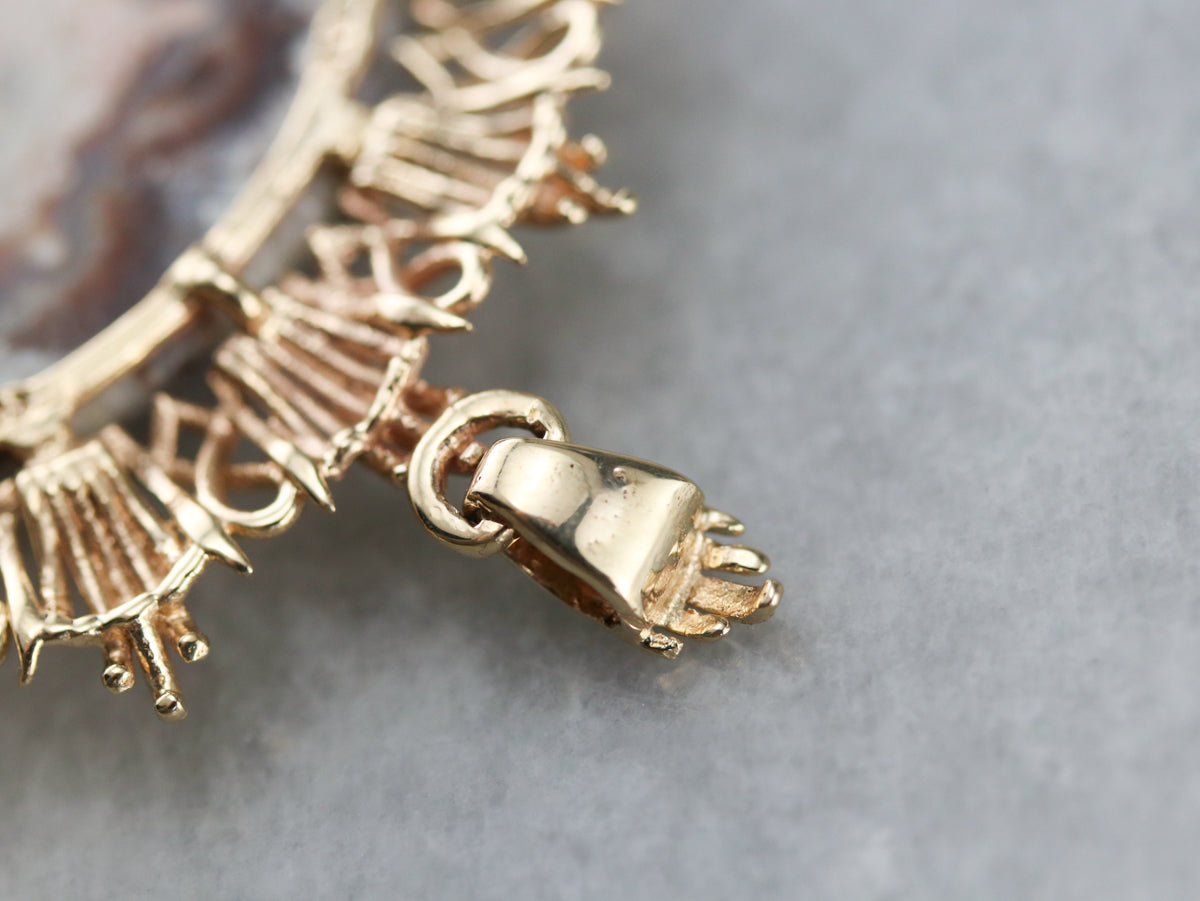 Gold Mexican Crazy Lace Agate Pendant