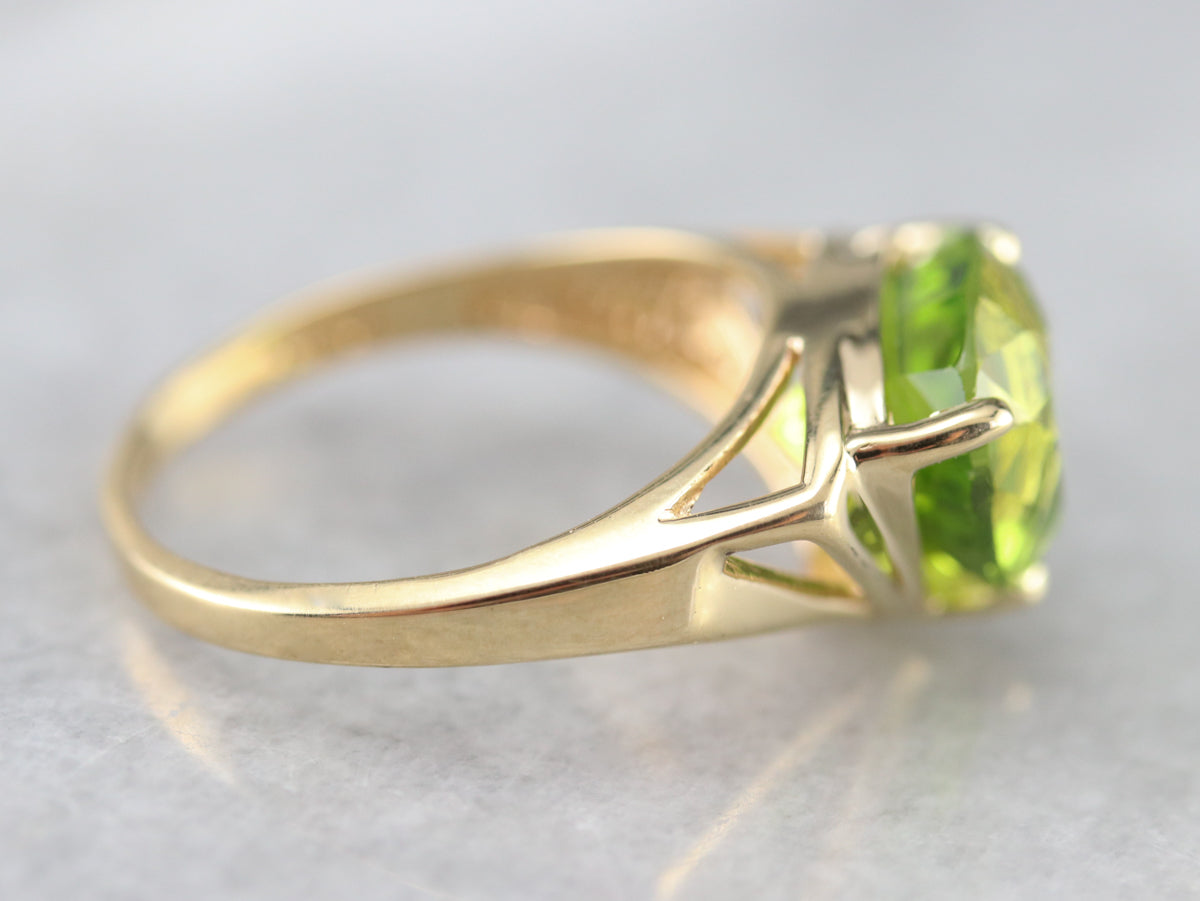 Gold Trillion Cut Peridot Ring