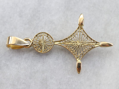 Quilled Filigree Ornate Gold Pendant