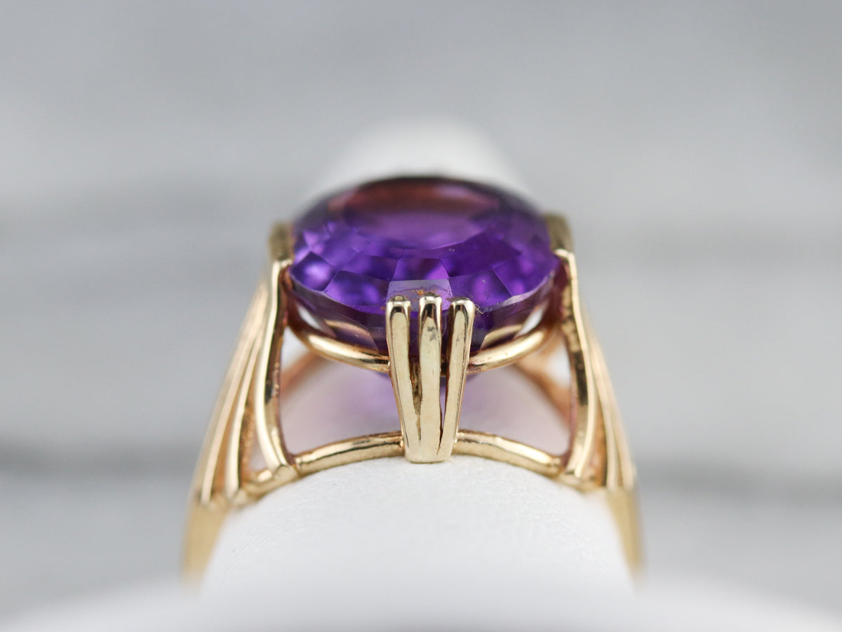 Amethyst with Fanned Shoulder Cocktail Ring