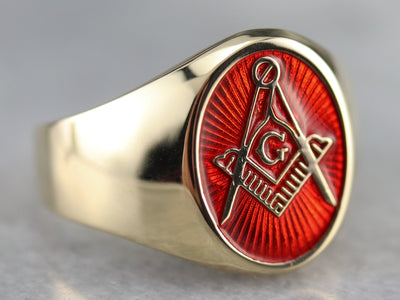 Vintage Enameled Masonic Ring