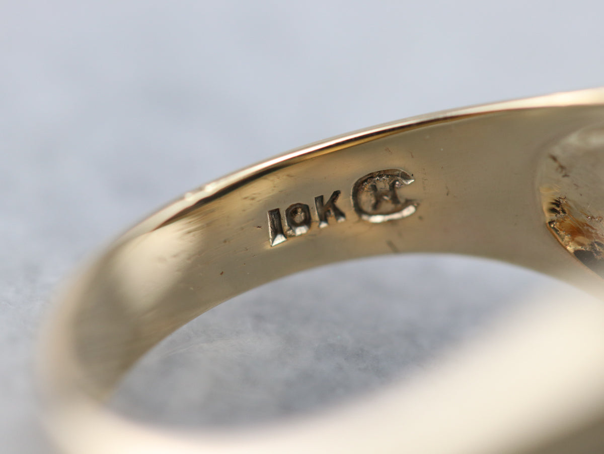 Vintage Onyx and Enamel "A" Initial Ring