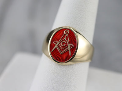 Vintage Enameled Masonic Ring