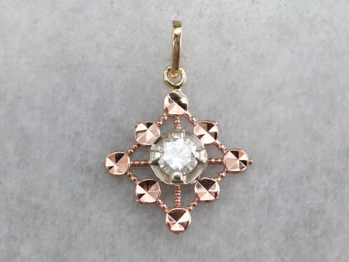 Mixed Metal Diamond Pendant