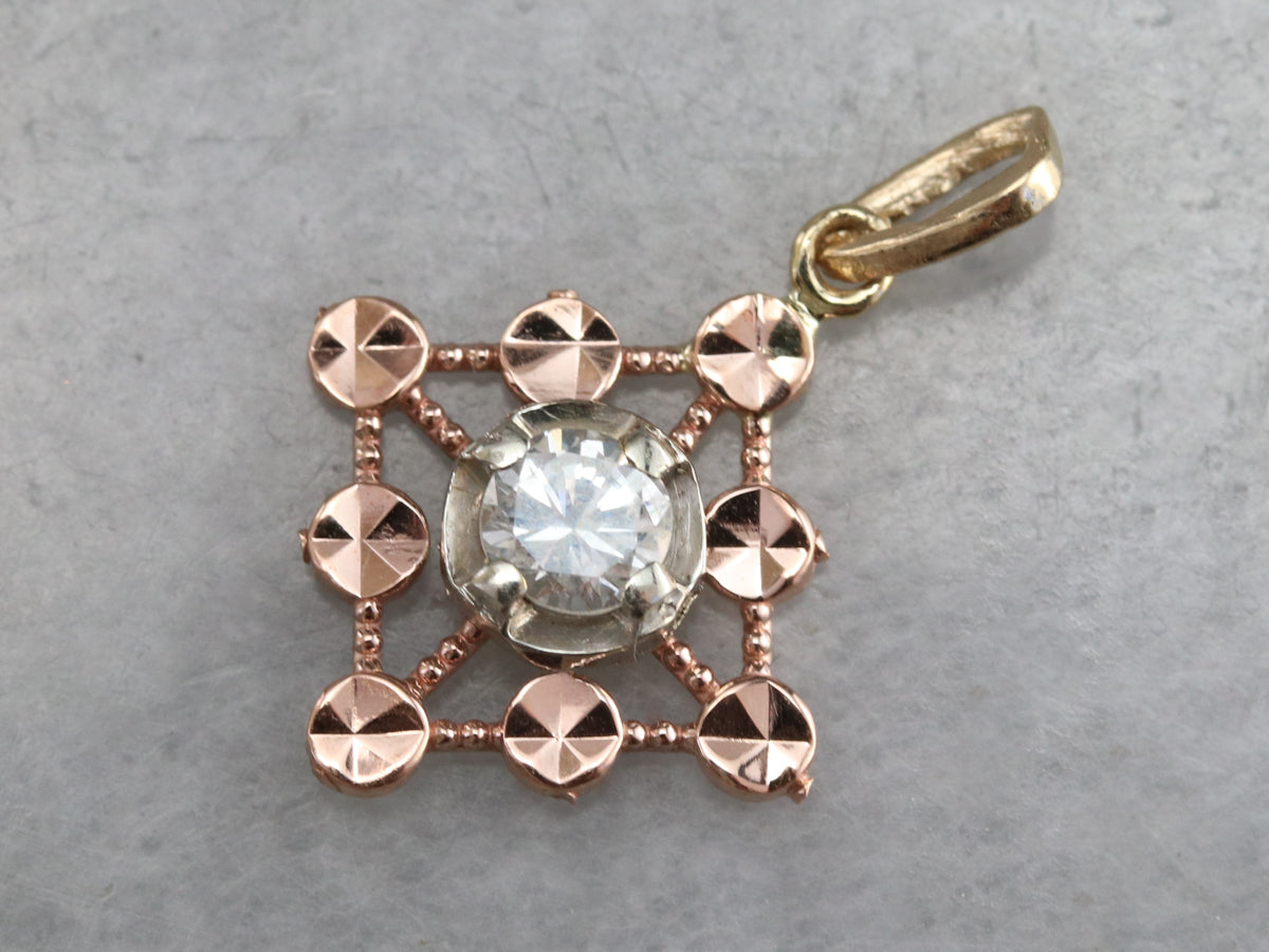 Mixed Metal Diamond Pendant