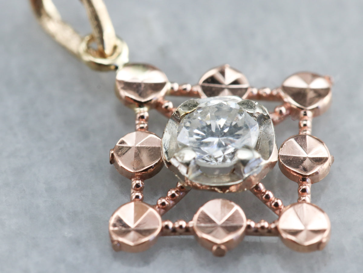 Mixed Metal Diamond Pendant