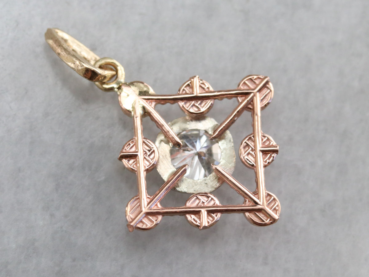 Mixed Metal Diamond Pendant