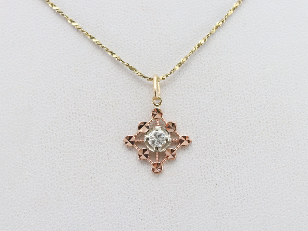 Mixed Metal Diamond Pendant