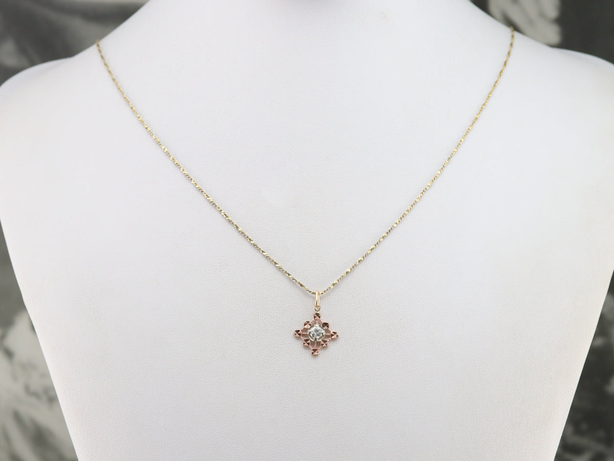 Mixed Metal Diamond Pendant