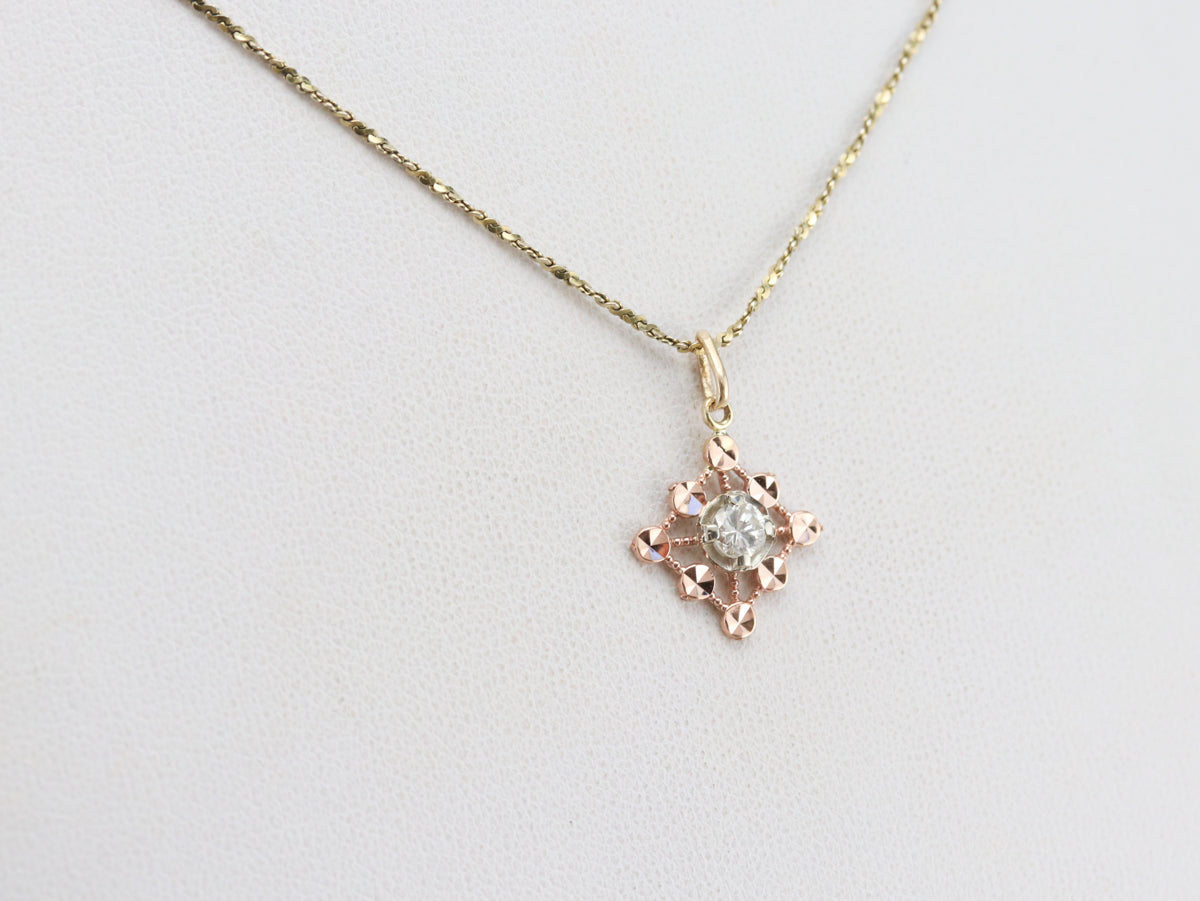 Mixed Metal Diamond Pendant