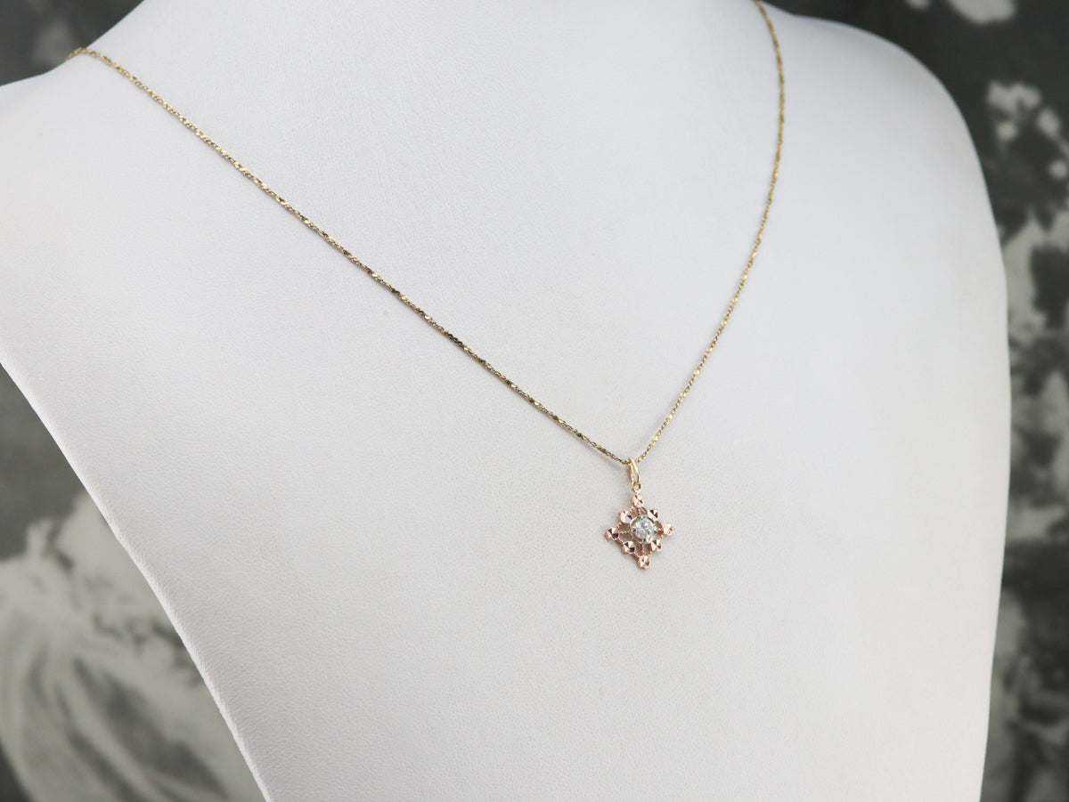 Mixed Metal Diamond Pendant