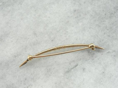 Pearl Crescent Moon Gold Brooch Pin