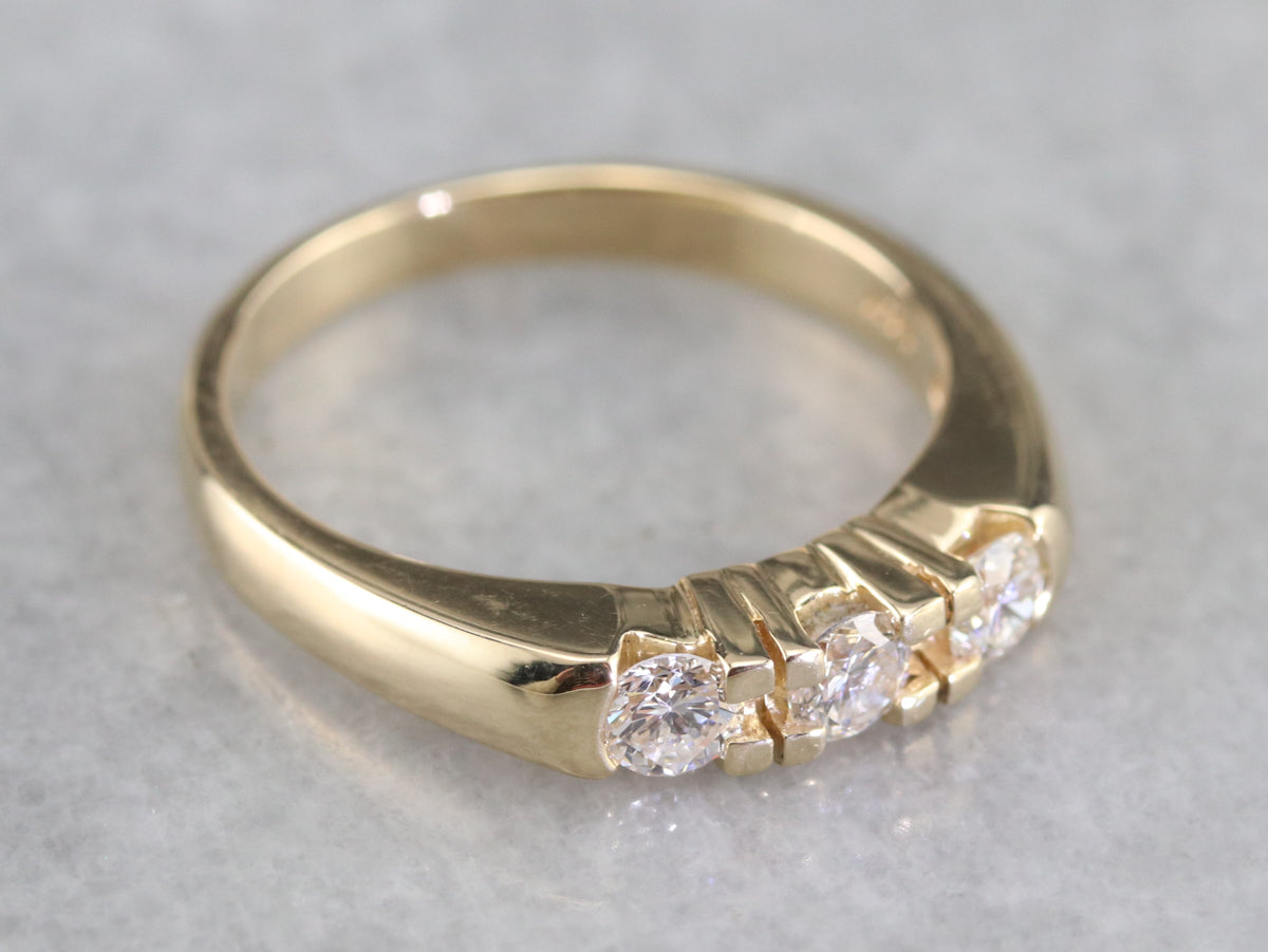 Three Diamond Gold Wedding Band