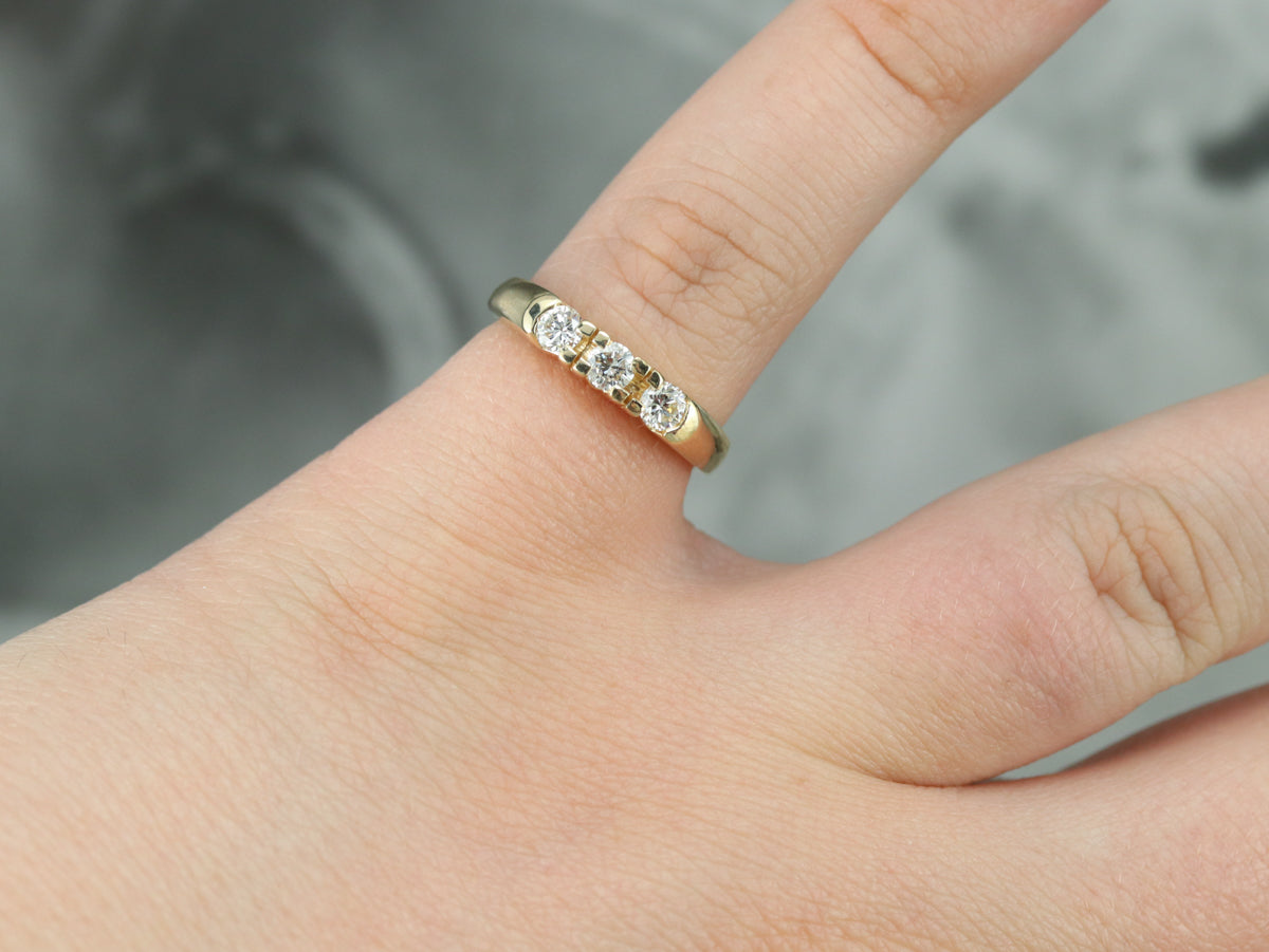 Three Diamond Gold Wedding Band