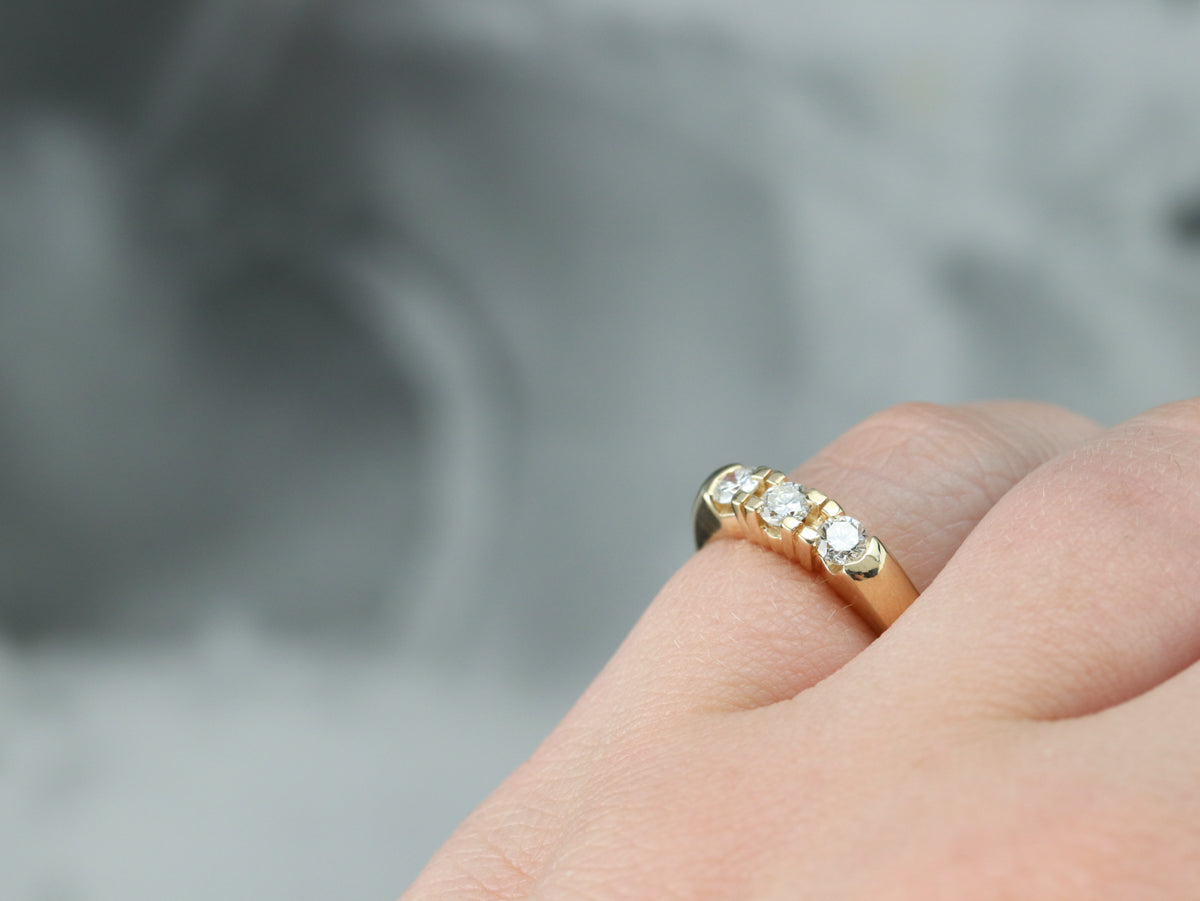 Three Diamond Gold Wedding Band