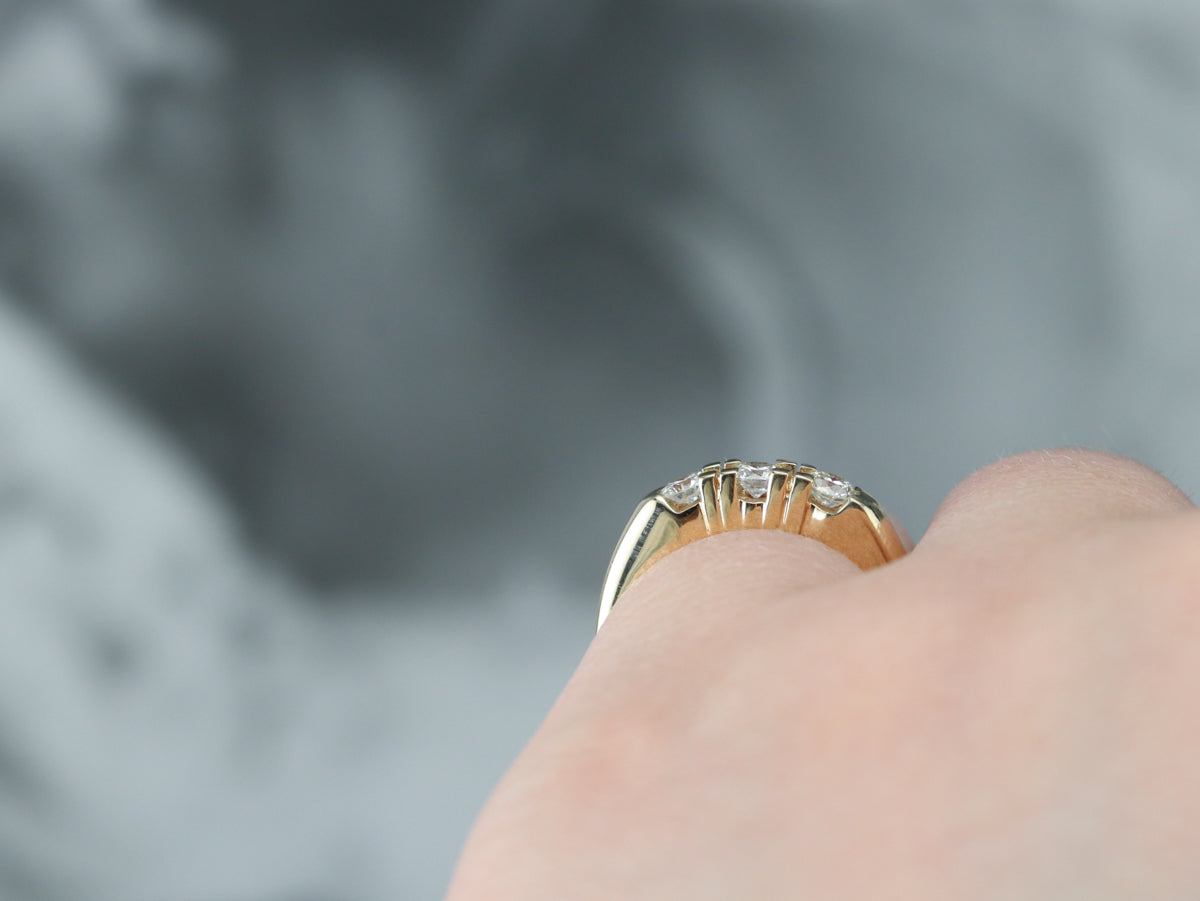 Three Diamond Gold Wedding Band